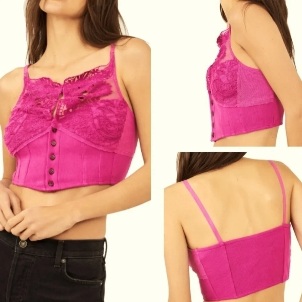 NWT Free People Have My Heart cami Sz M, peekaboo front, gorgeous color